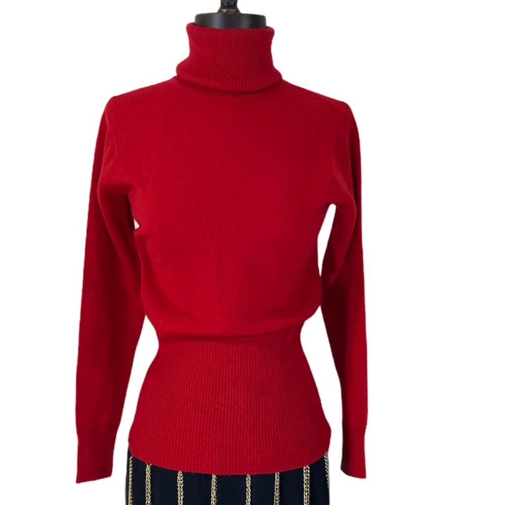 Yves Saint Laurent red wool VTG turtleneck sweater